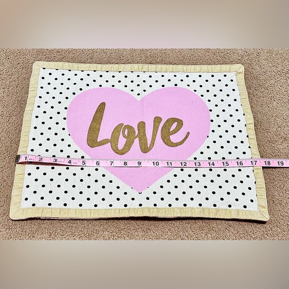 Target Heart Love Polka Dot Valentine’s Day Cloth Placemats Set of 2 - Picture 4 of 5